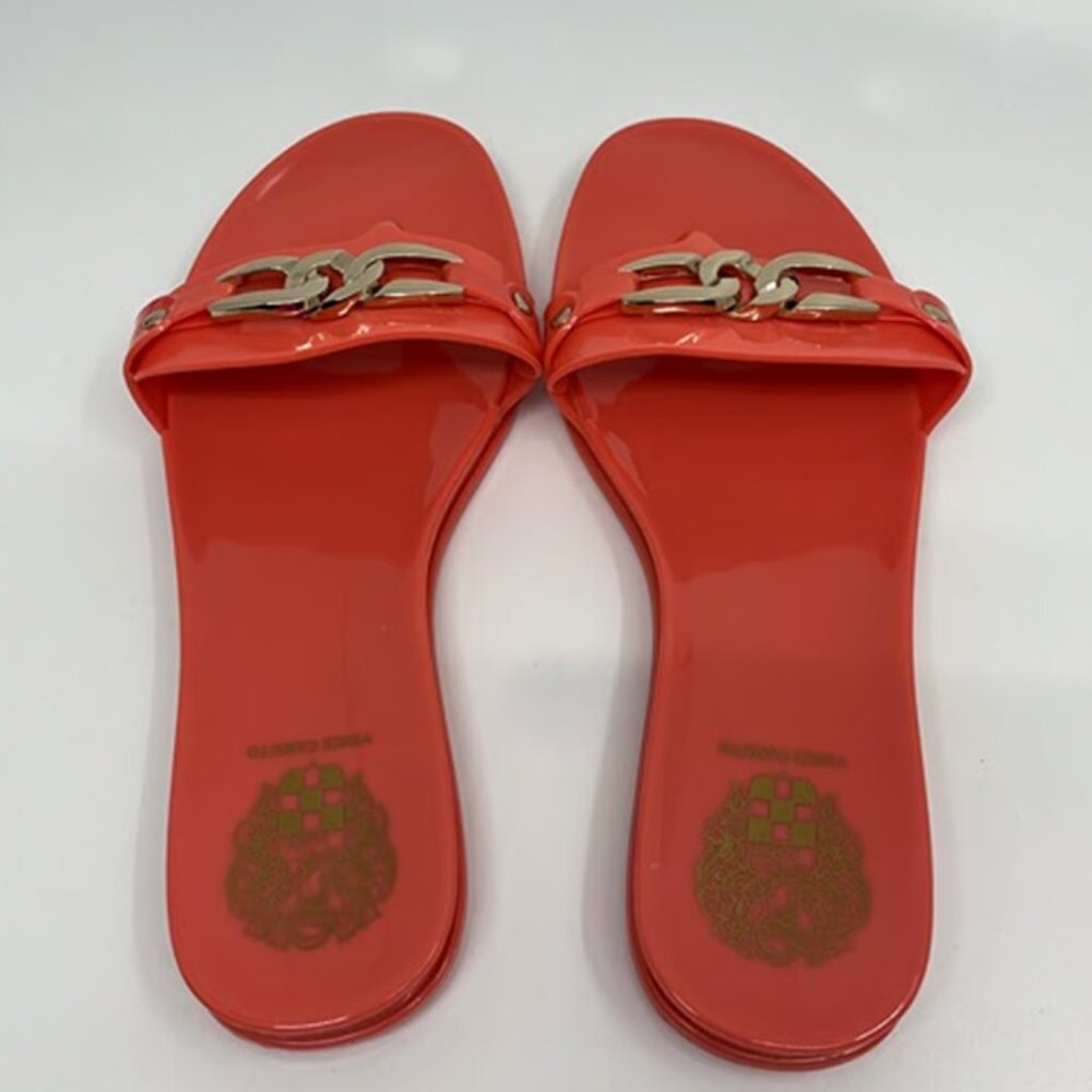Vince Camuto Evolet Cove Coral Jelly Slide Sandals US 6 Neon Orange - Picture 2 of 7
